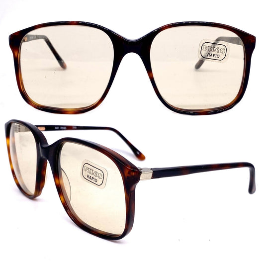 FILOS tortoise square oversized sunglasses w-photochromic tempered crystal lenses, NOS 70s