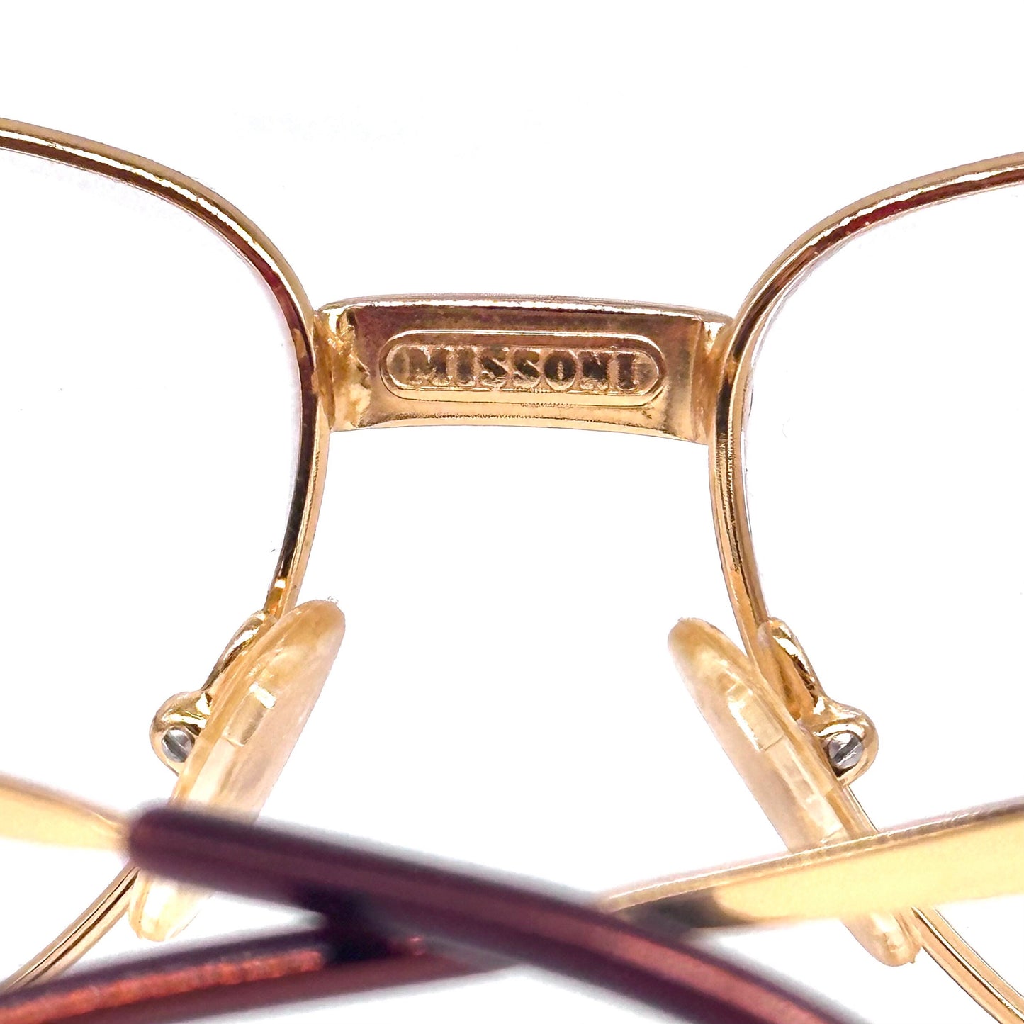 Missoni M823 44F gold oval frames w iconic brown wavy zig-zag enamel detailing, 90s NOs