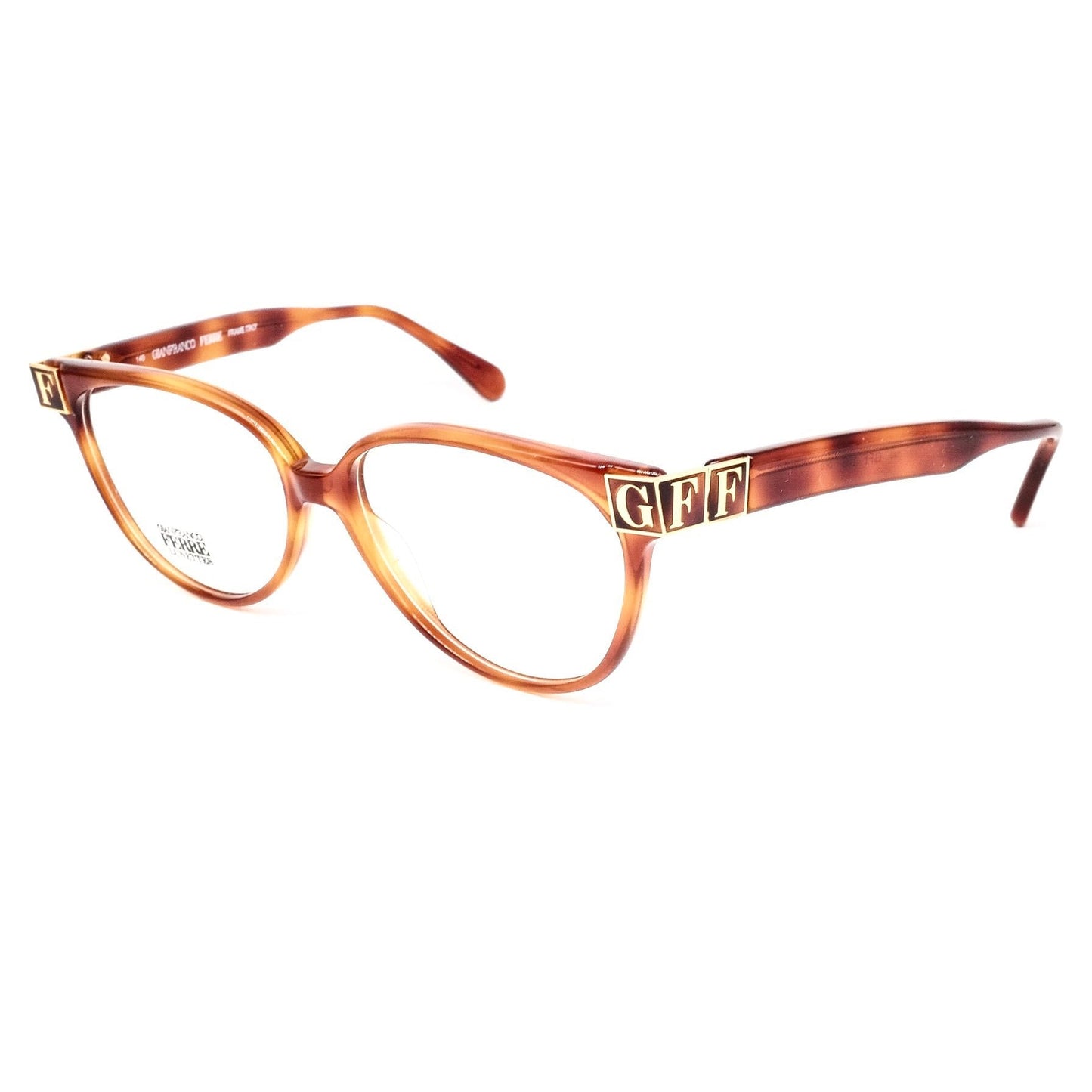 Gianfranco Ferré gff106 light or dark tortoise eyeglasses frames with golden signature hinge, 2 sizes