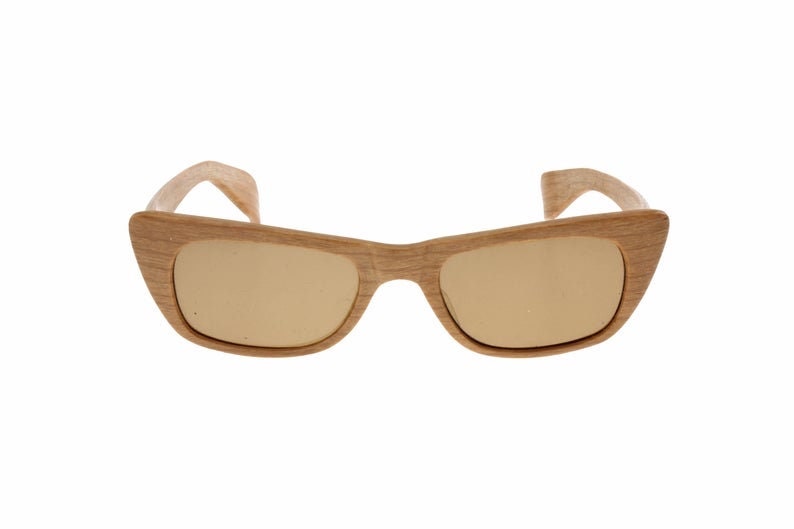 Fioc 1950s wooden effect cateye sunglasses made in Italy, New old stock in mint condition