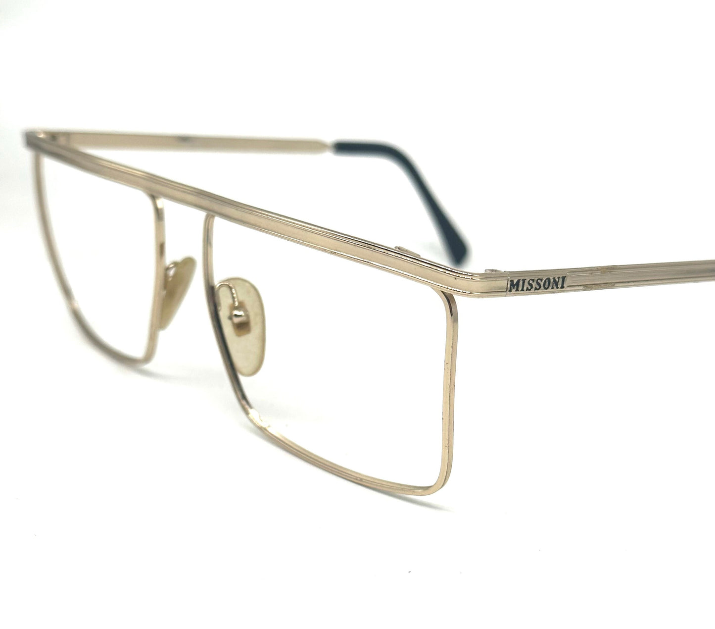 Missoni m403 hip square gold frames w flat top browline, NOS 80s Italy