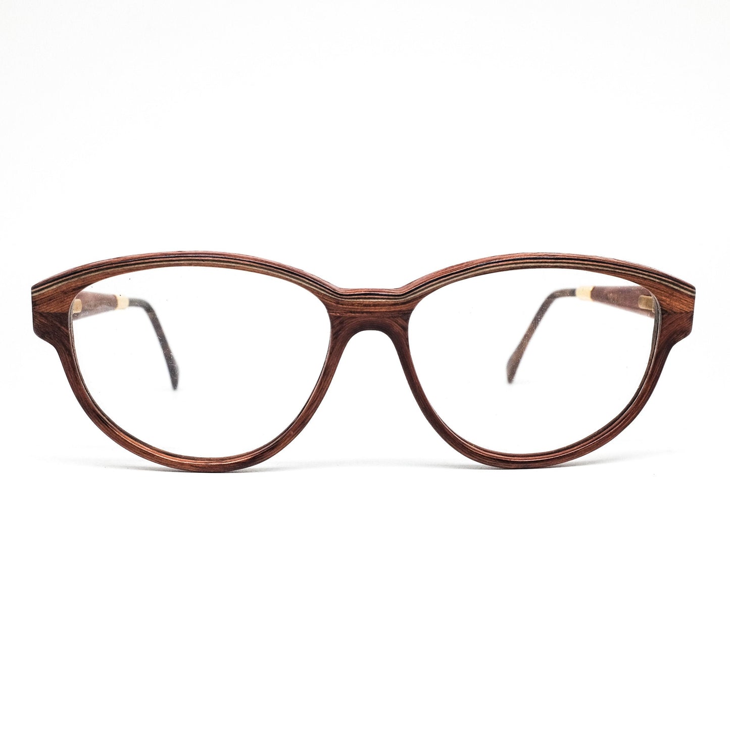 Woodlook Paris real wood cateye eyeglasses frames hand crafted in France, 80s NOS