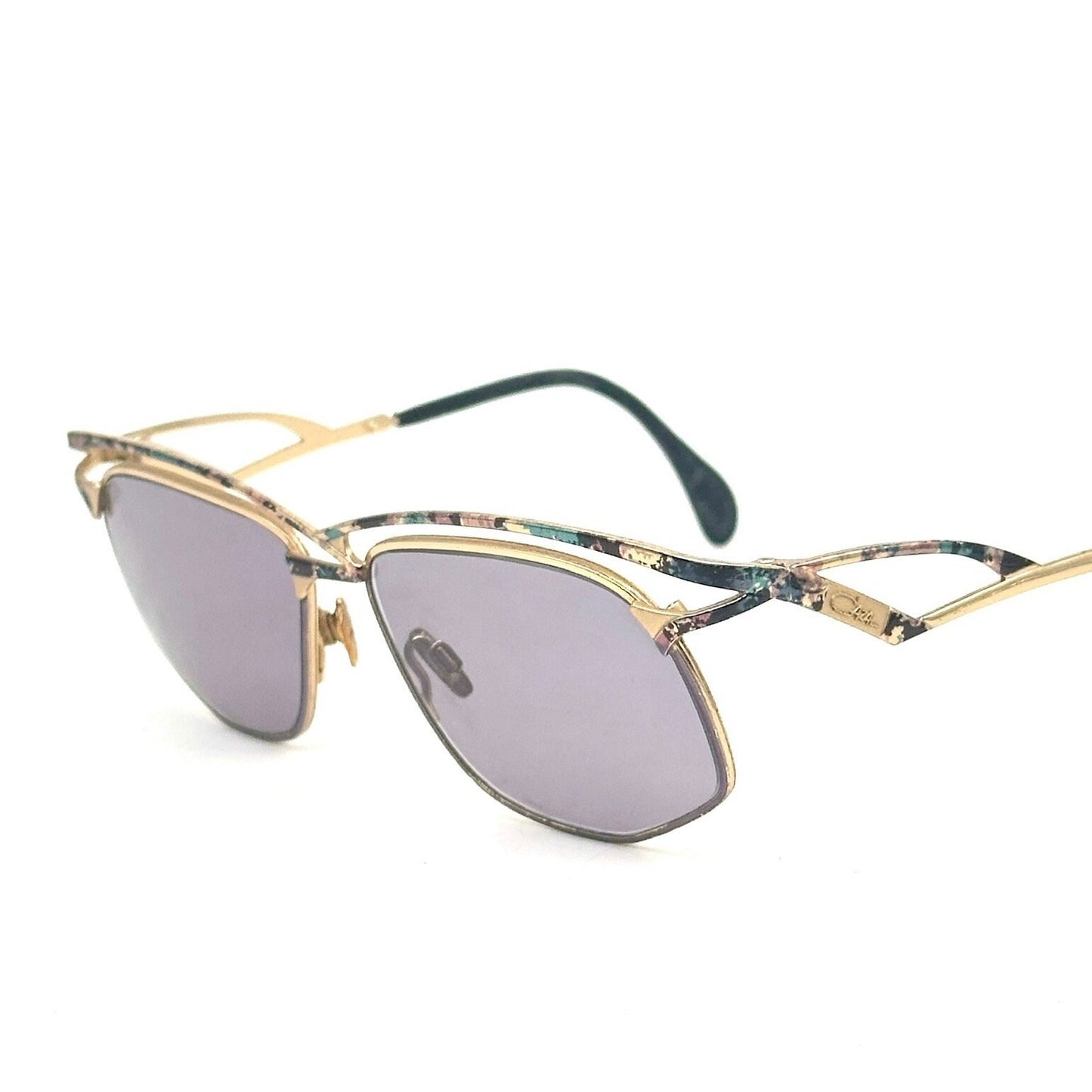 Cazal 255 avant garde golden metal asymmetrical cutoff browline sunglasses made in W Germany, great condition