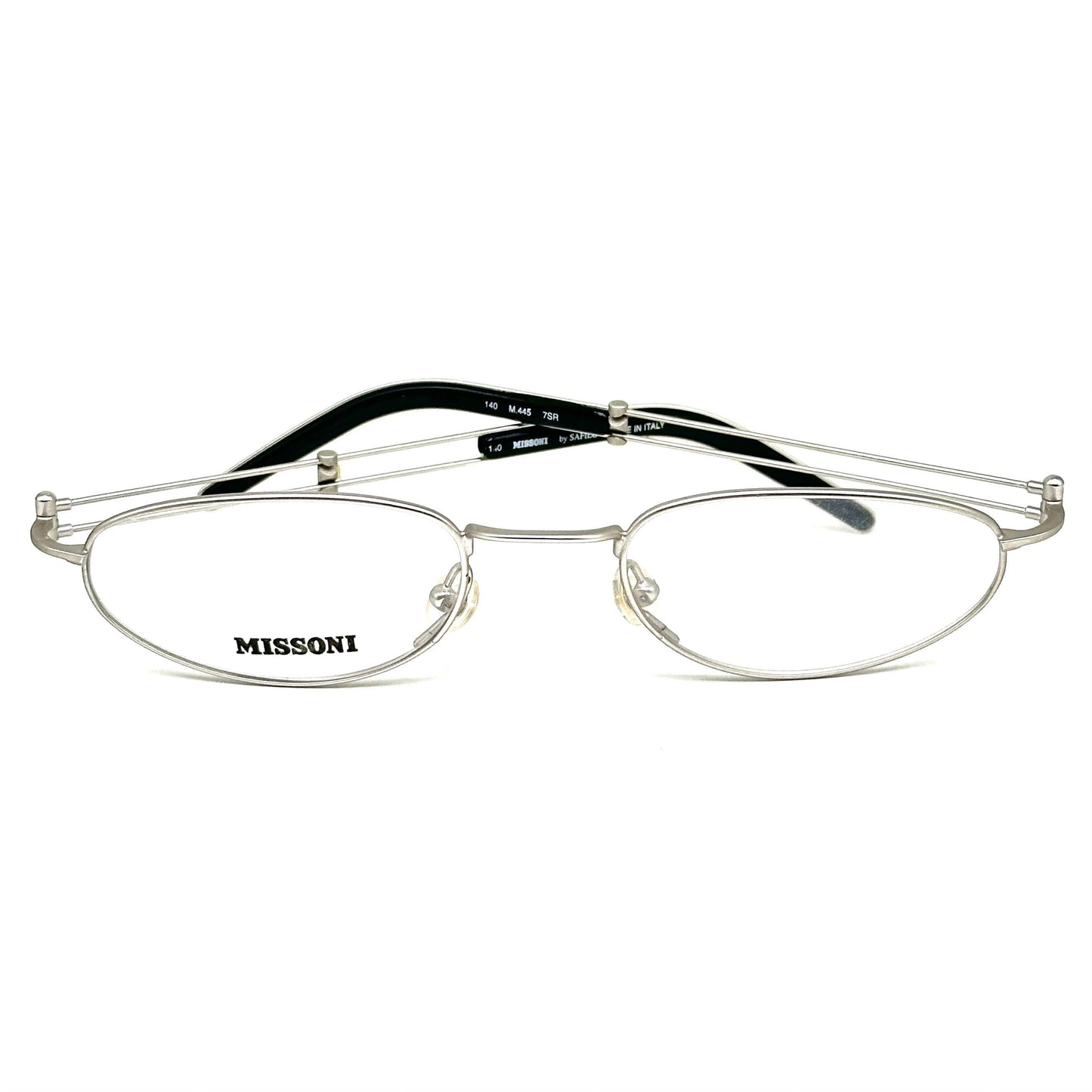 Missoni M445 silver eyeglasses sleek metal flat oval frames made in Italy 80sNOs