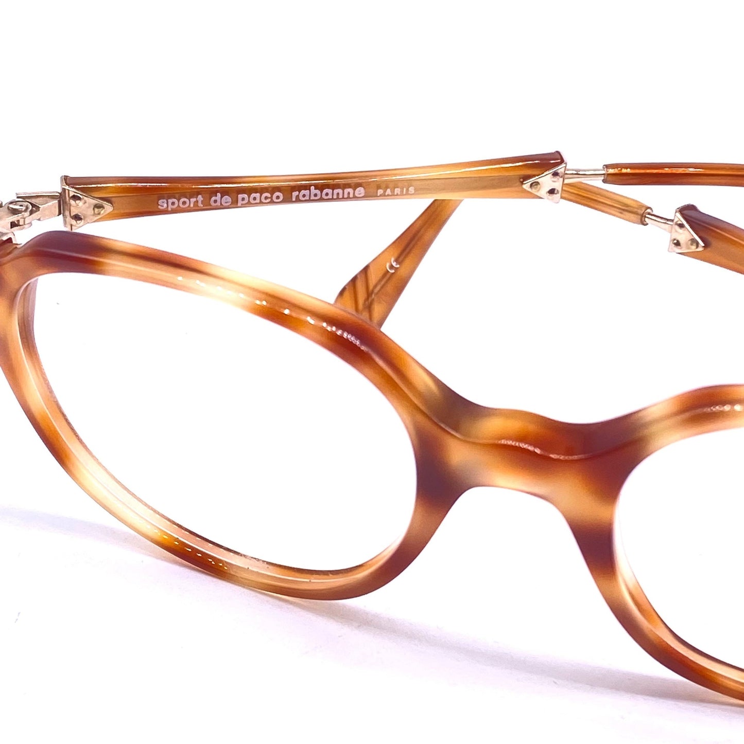 Paco Rabanne montature geek quadrate con dettagli steampunk, NOS 80 France
