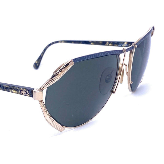 Christian Dior 2609 Oversized Patterned Browline Sunglasses with Golden Metal nose bridge 1980s NOS Made in Austria
