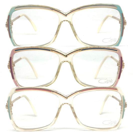 Cazal 177 avant garde square oversized eyeglasses in three color combinations, NoS 80s W Germany