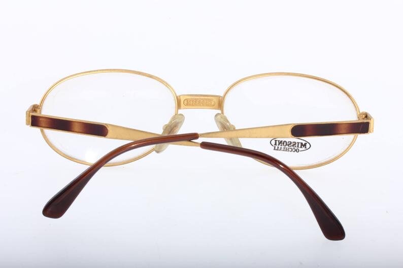 Missoni classy oval Matt gold frames with tortoise enameled details, 80s NOS Italy