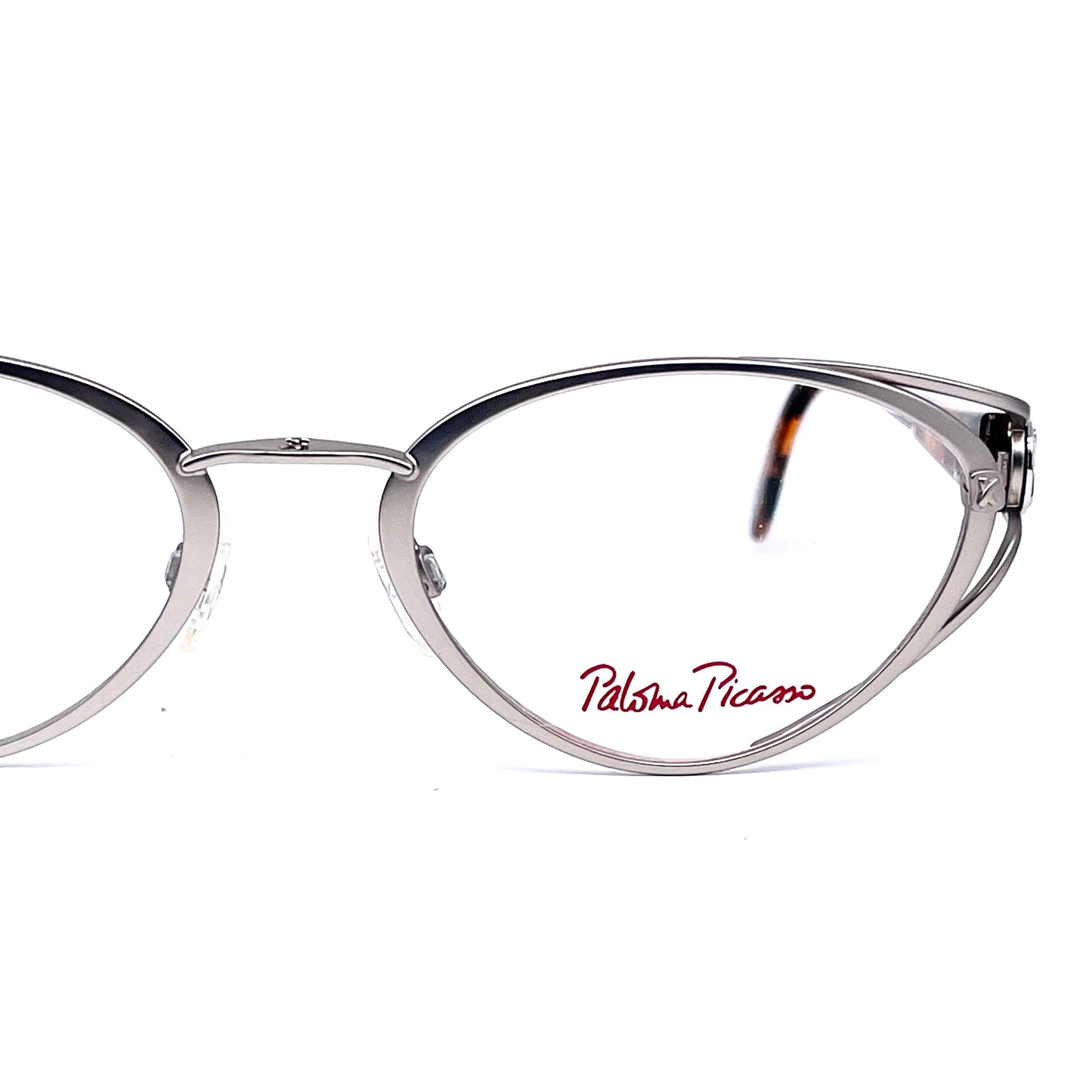 Paloma Picasso 8338 silver metal cateye eyeglasses frames by Metzler, Germany NOS 80s