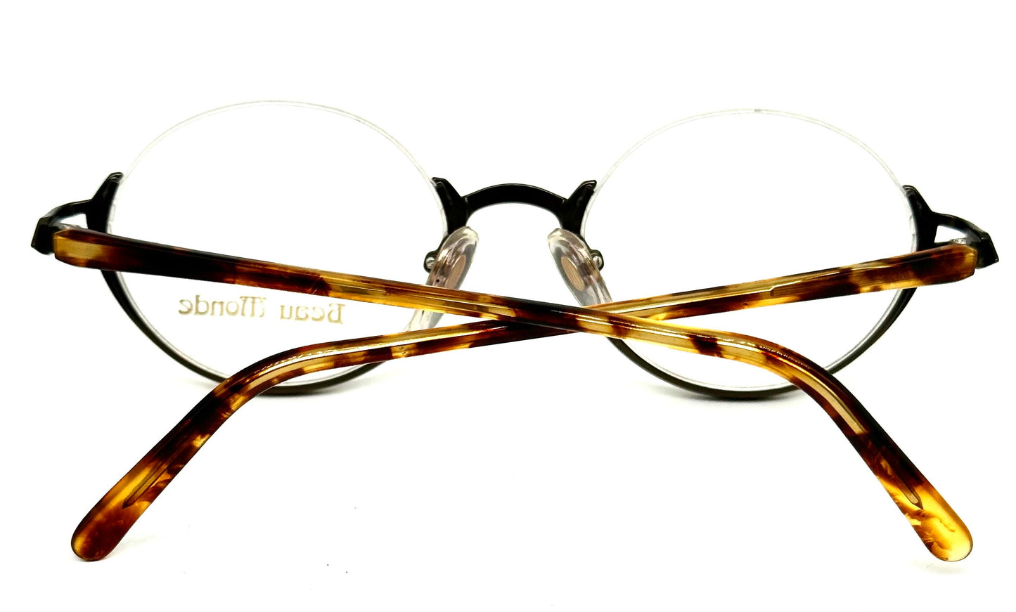 Beau Monde Milford outstanding round half rimmed antique brass spectacle frames, NoS 80s Japan