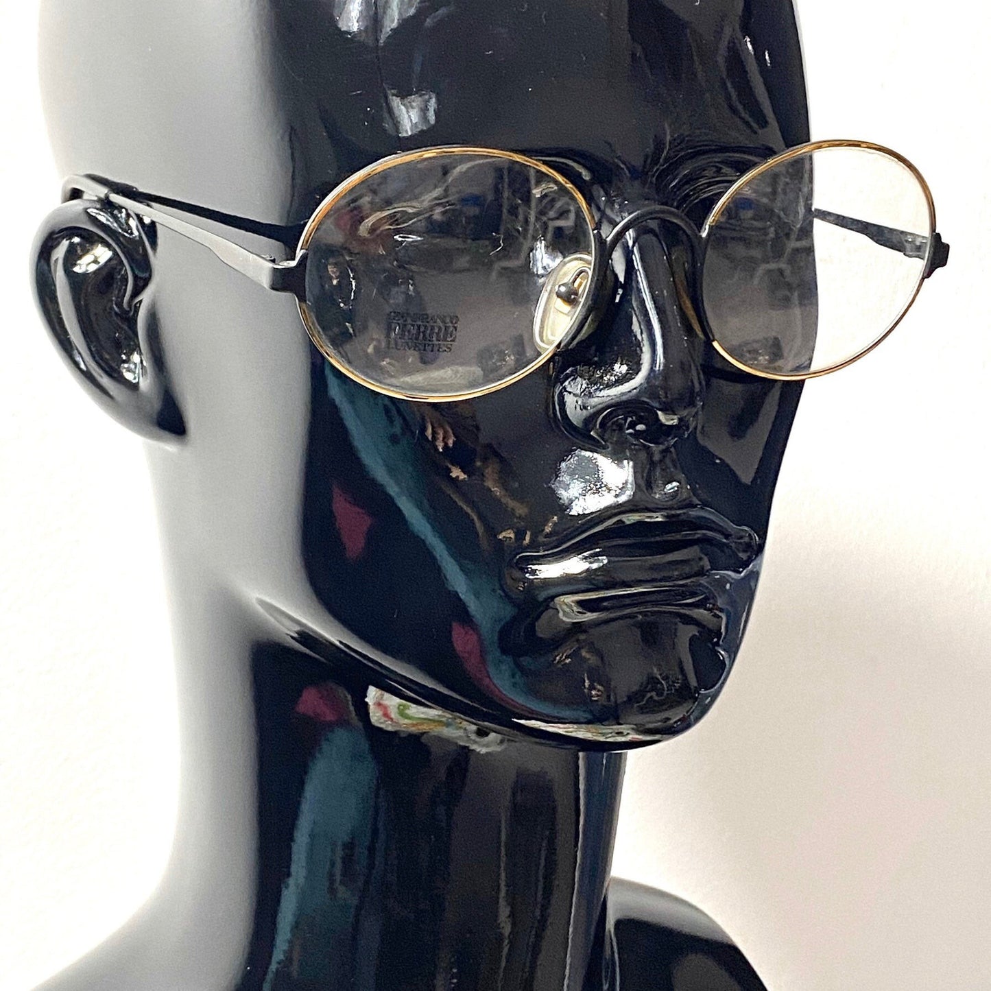 Gianfranco Ferré GFF50 oval black/gold metal eyeglasses frames, 80s NOS
