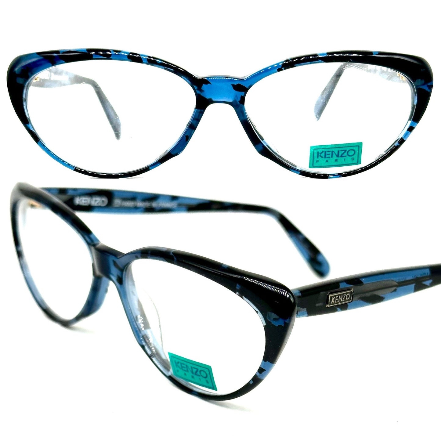 Kenzo Marylin blue Cateye frames in a classic 50s pinup style, NOS 80s hand made France.