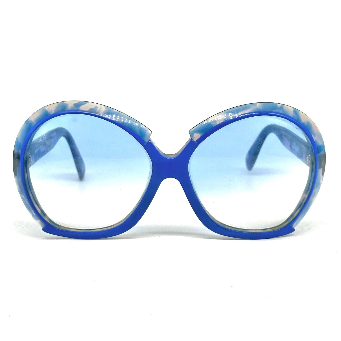 Silhouette 585 oversize Blue Tortoise/Polished Blue oval sunglasses quality celluloid frame and stylish round shapes, 1980s NOS Austria