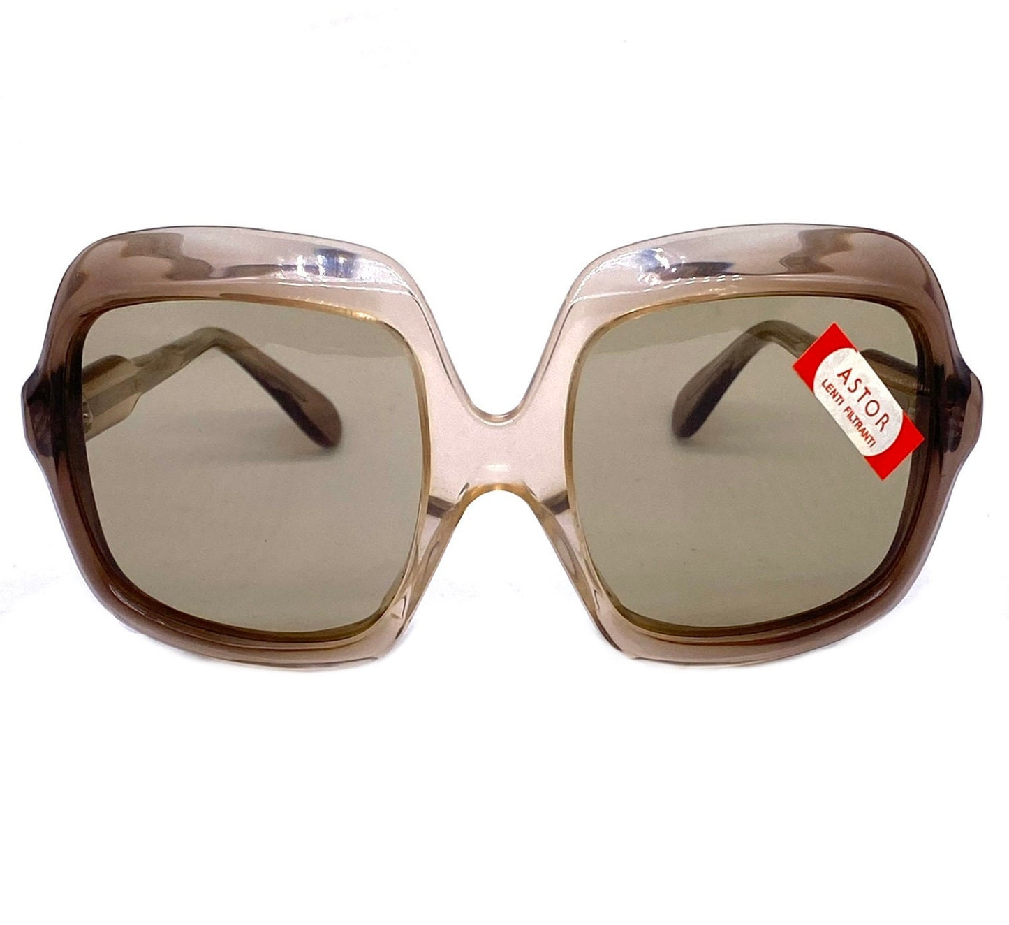 Astor square oversized sunglasses fading translucent cello 1960s NOS Italy