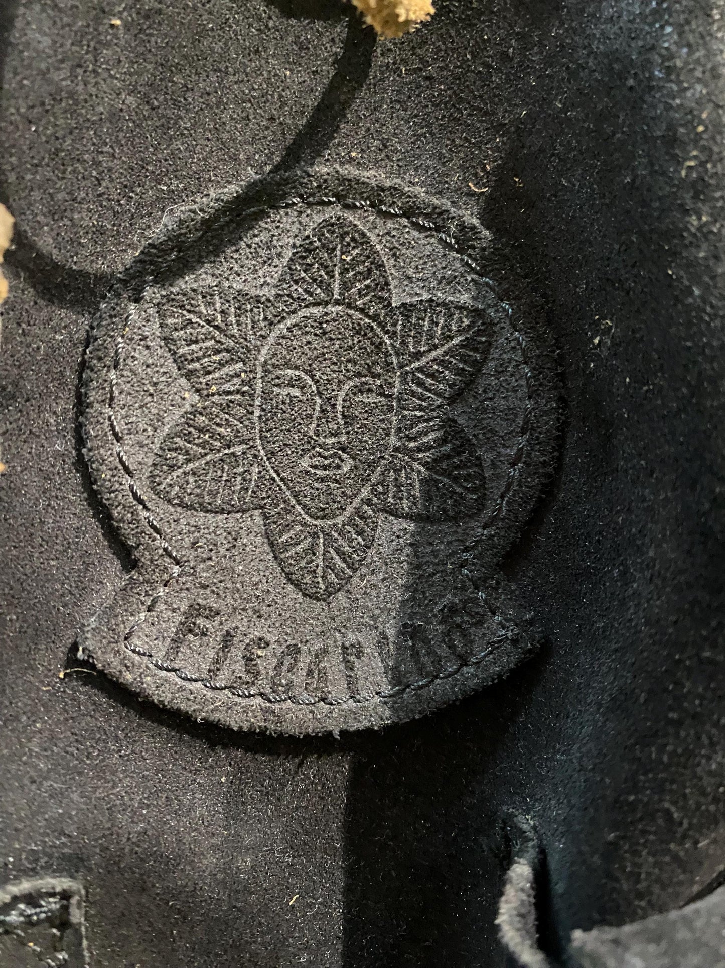 Artisanal black suede leather backpack / bucket bag with cotton canvas lining, NOS 90s Italy