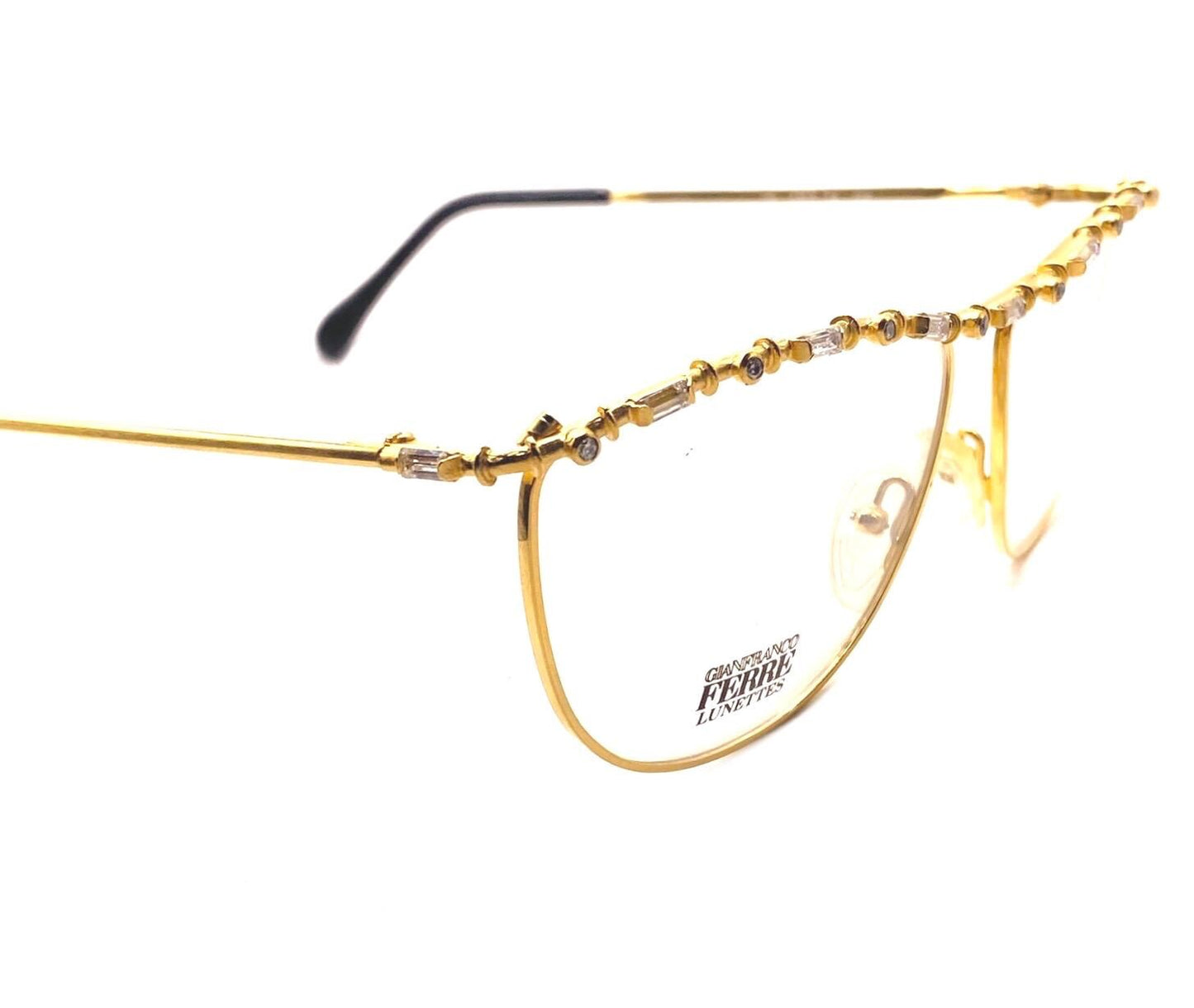 Gianfranco Ferré GFF coolest golden glasses frames w jeweled browline/temples, ltd edition 90s NOS mint