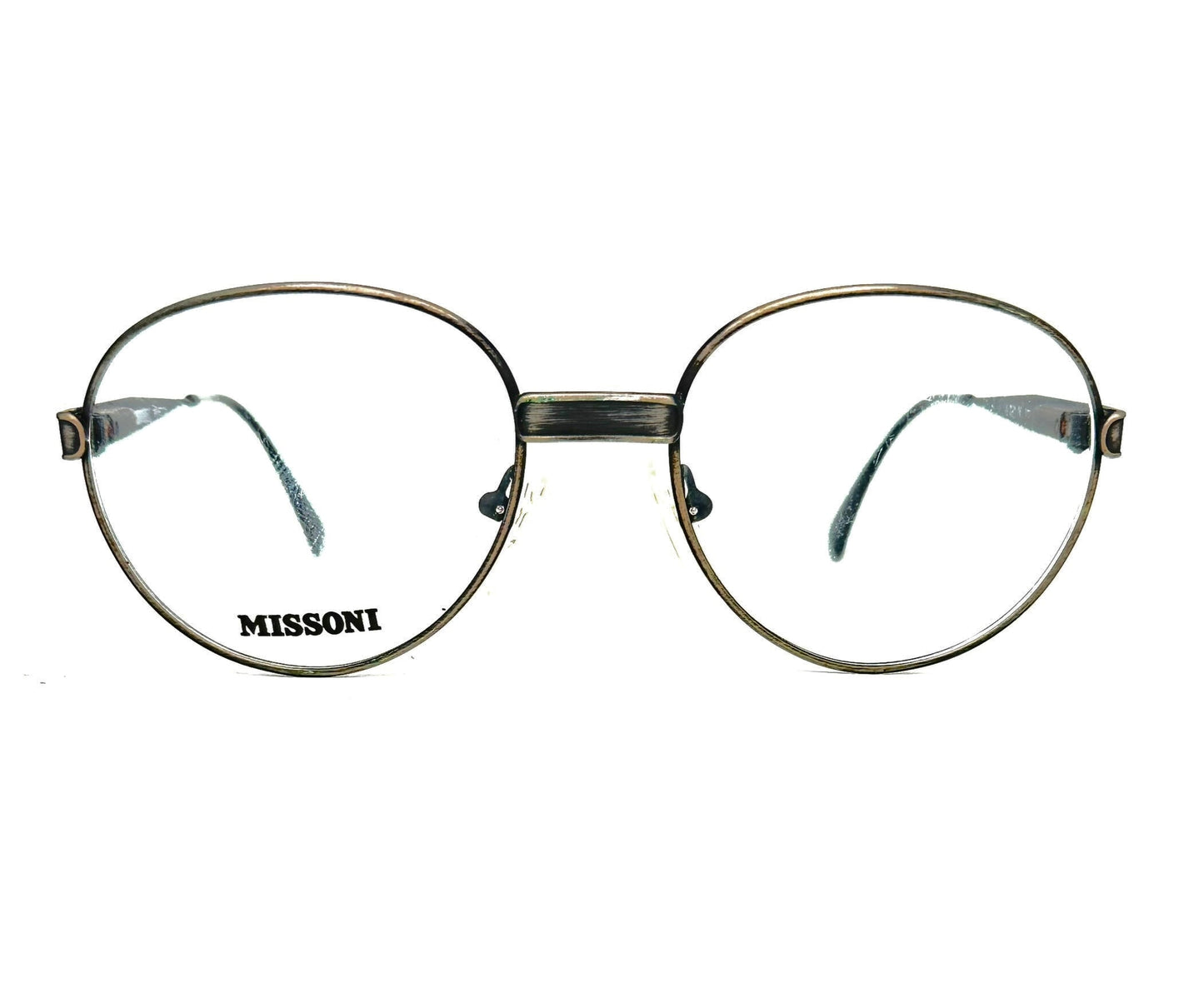 Missoni m821 round gunmetal frames, pantos minimalist glasses made in Italy, 80s NOS