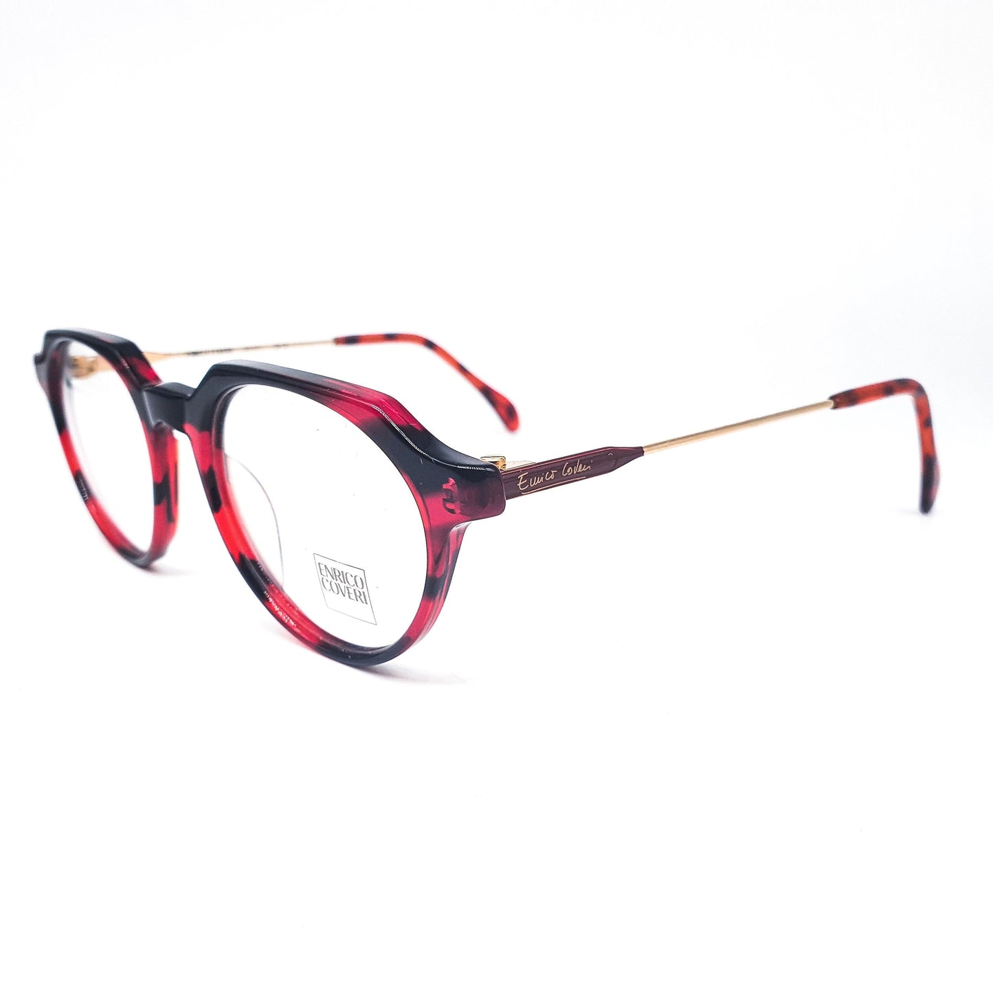 Enrico Coveri G13 Black/Red zebra cello pantos eyeglasses frames, 1990s NOS Italy