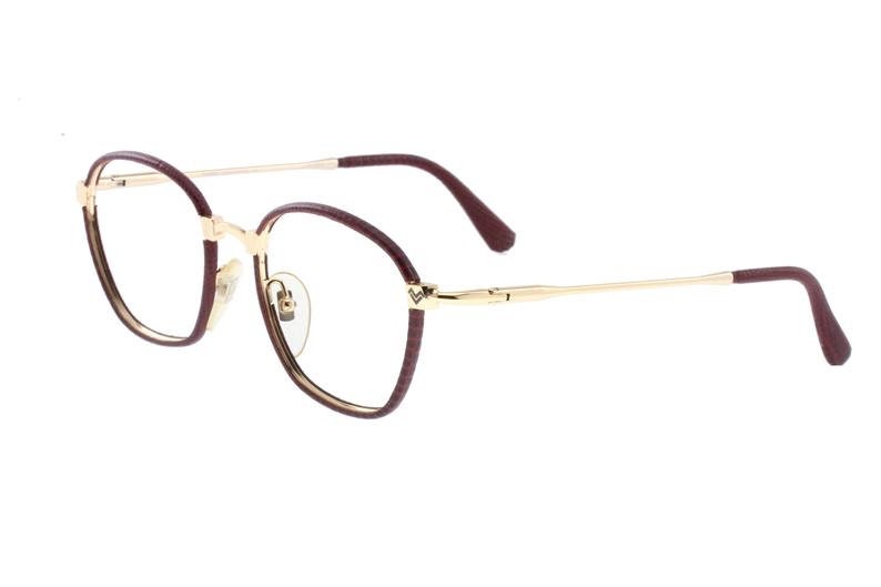 Mario Valentino leather coated gold plated rounded square frames hand made in Italy, NOS 80s mint