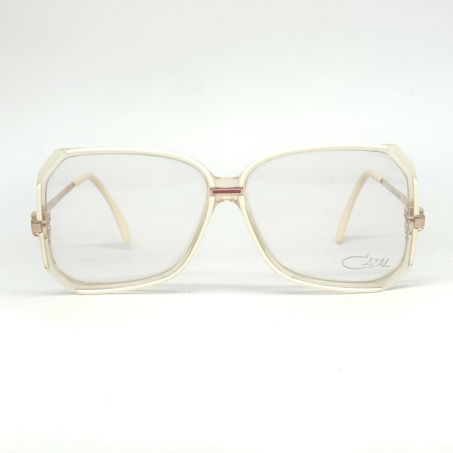 Cazal 167 square oversized eyeglasses frames in clear/white acetate, NoS 80s W Germany