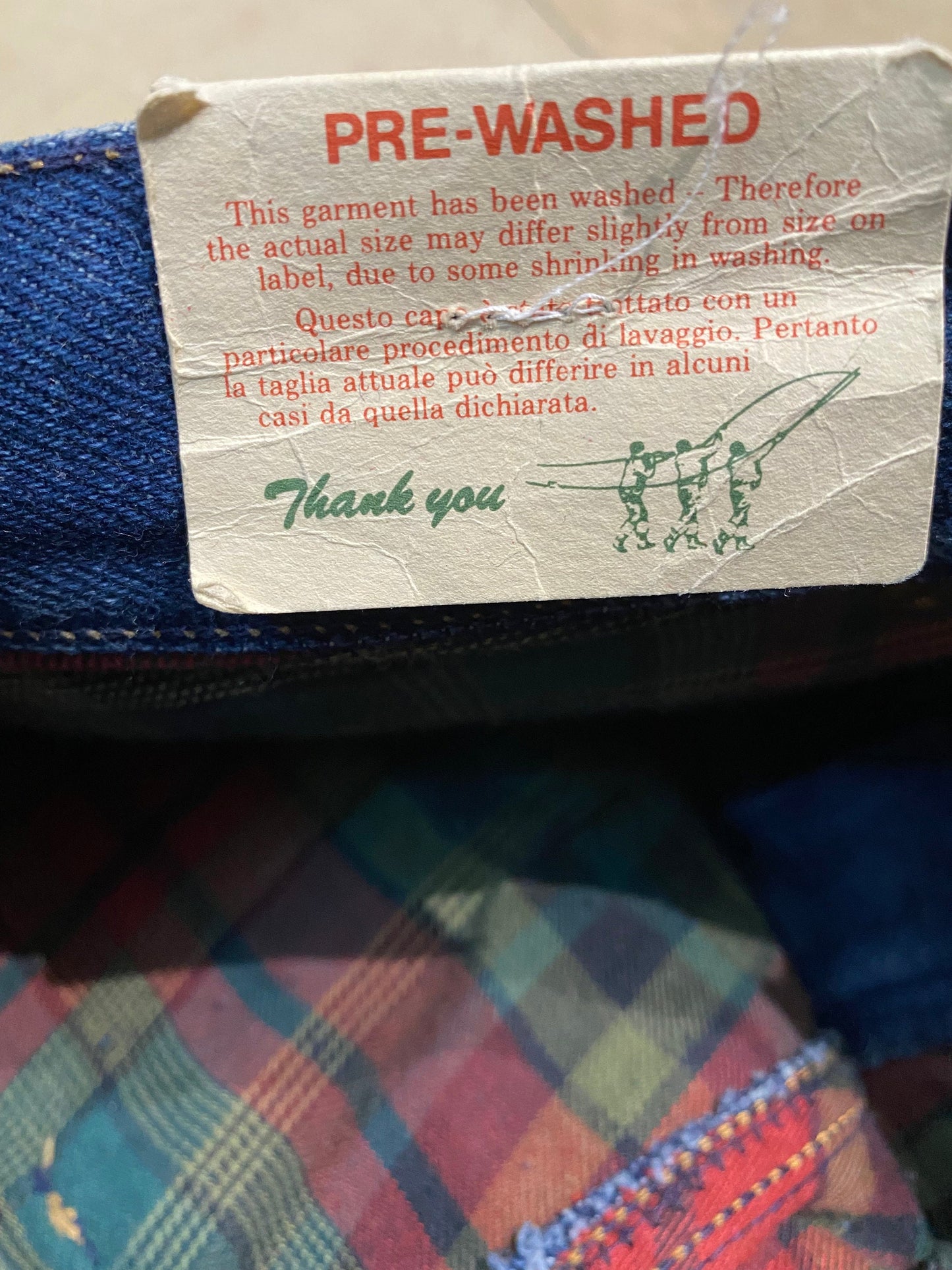 Henry Cottons NOS winter jeans with red tartan cotton lining, sz 48, 50, 52 new with tags
