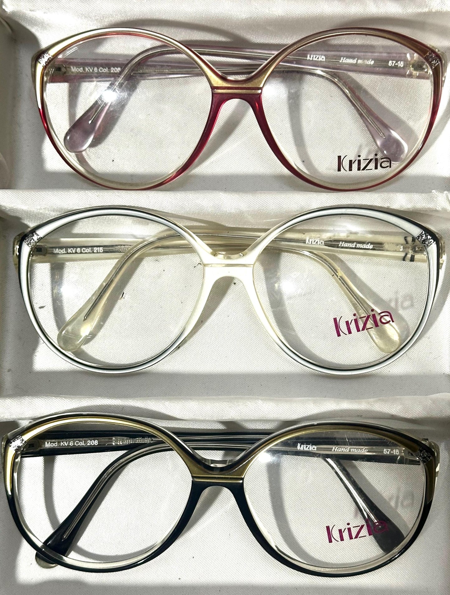 Krizia 205 ladies round oversized cateye sunglasses  in 3 colorways, NOS 80s