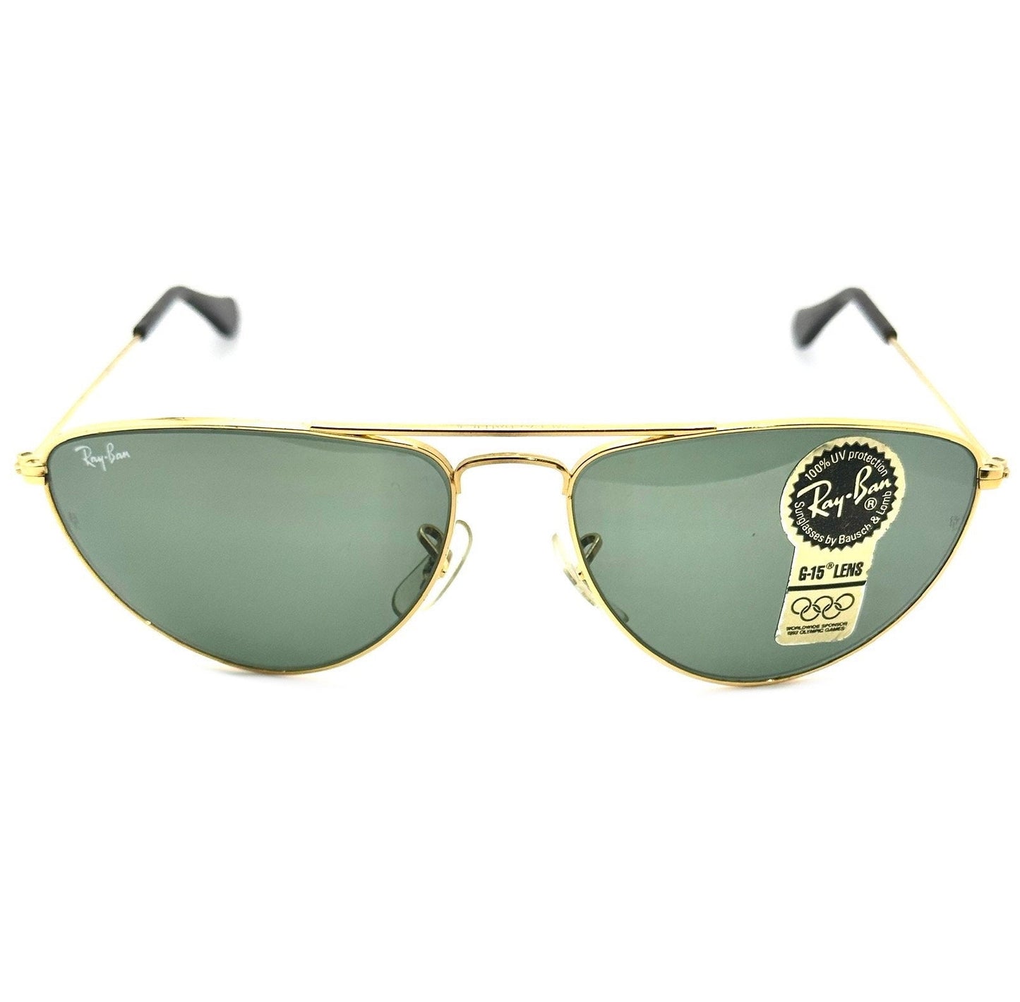 Rayban b&l W1082 59-16 gold plated metal aviator sunglasses made in USA in the 80s, brand new