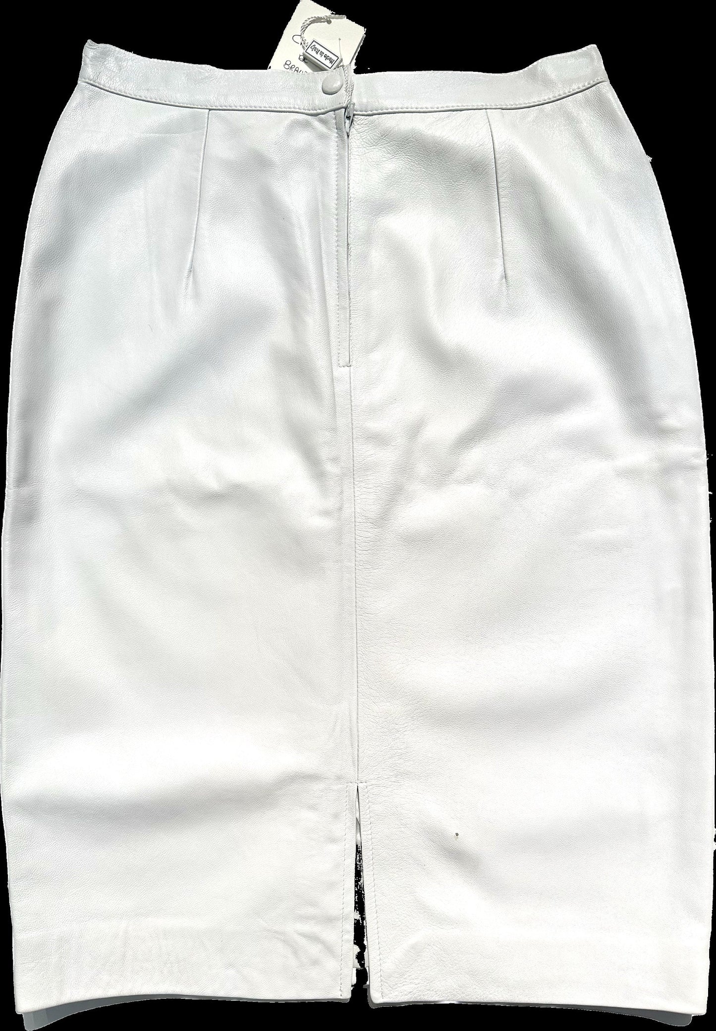 Cristina de Braud ice grey leather pencil skirt, NOS 90s sz 48