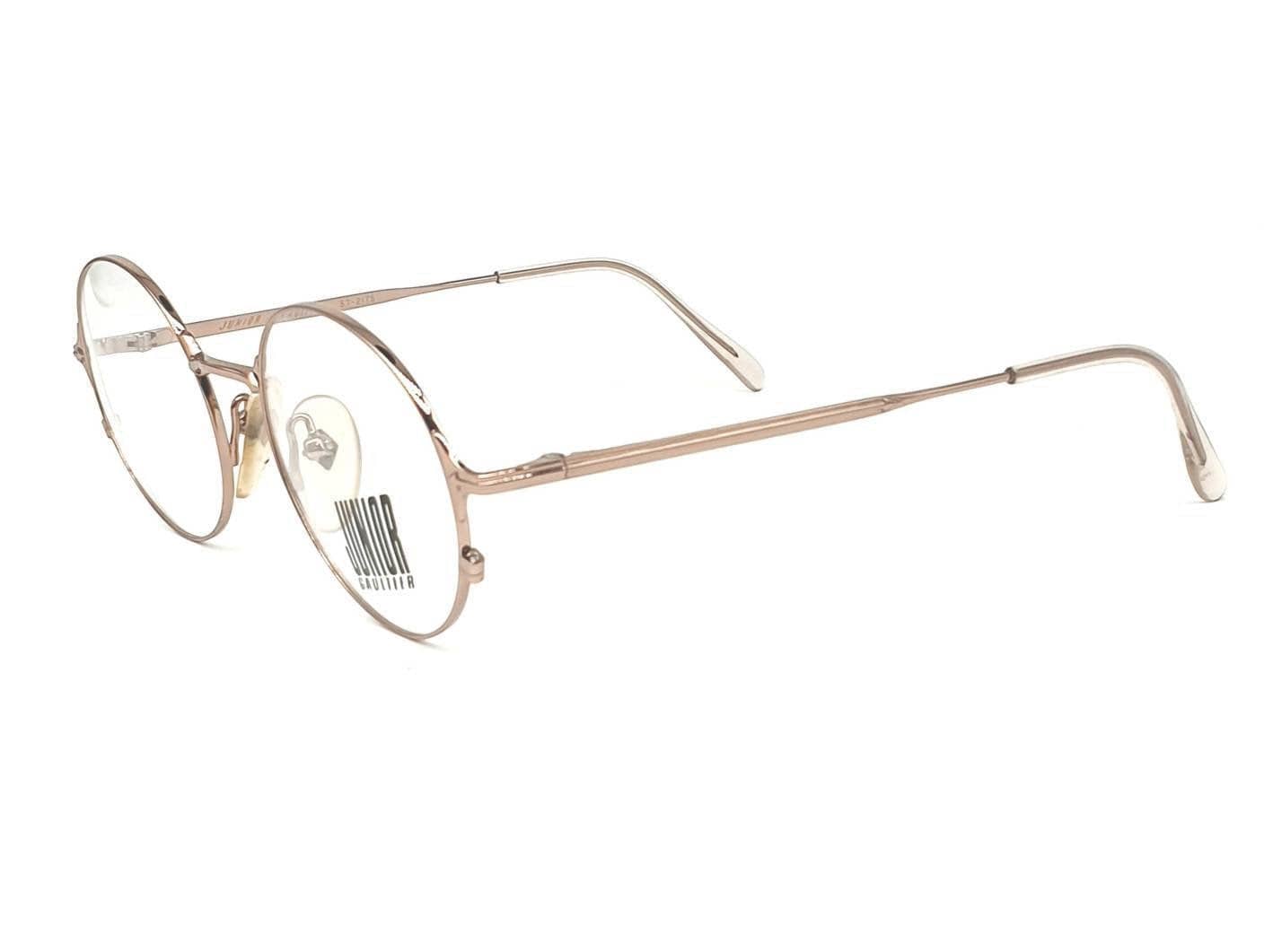 Gaultier 52-2175 Junior occhiali rotondi in metallo oro rosa realizzati negli anni '80 NOS