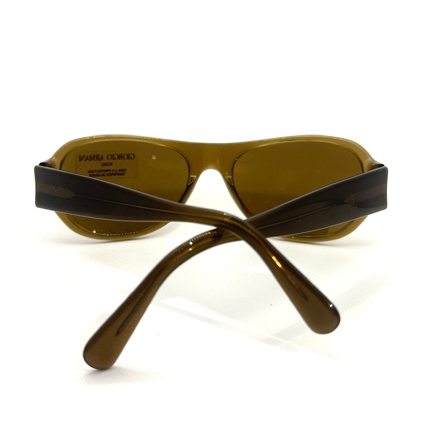 Giorgio Armani 2520 brown translucent aviator Sunglasses w crystal tempered lenses, NOS 80s