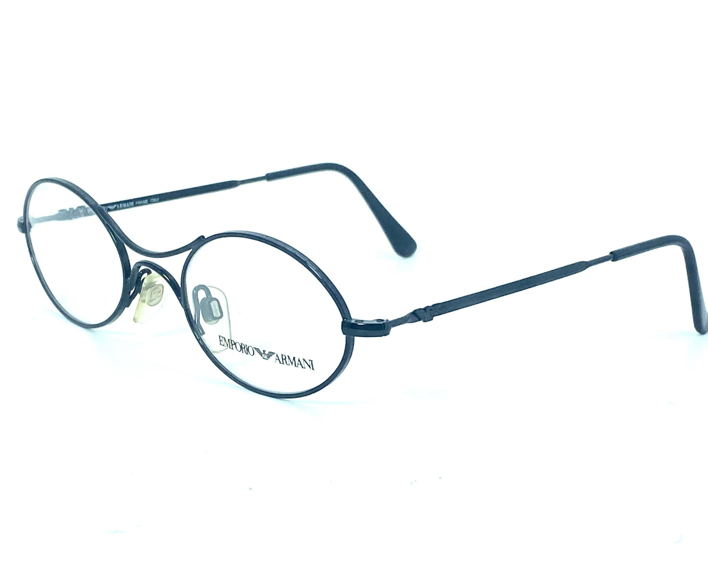 Emporio Armani 044 back metal oval cross bridge retro style eyeglasses made in Italy, 80s NOS mint
