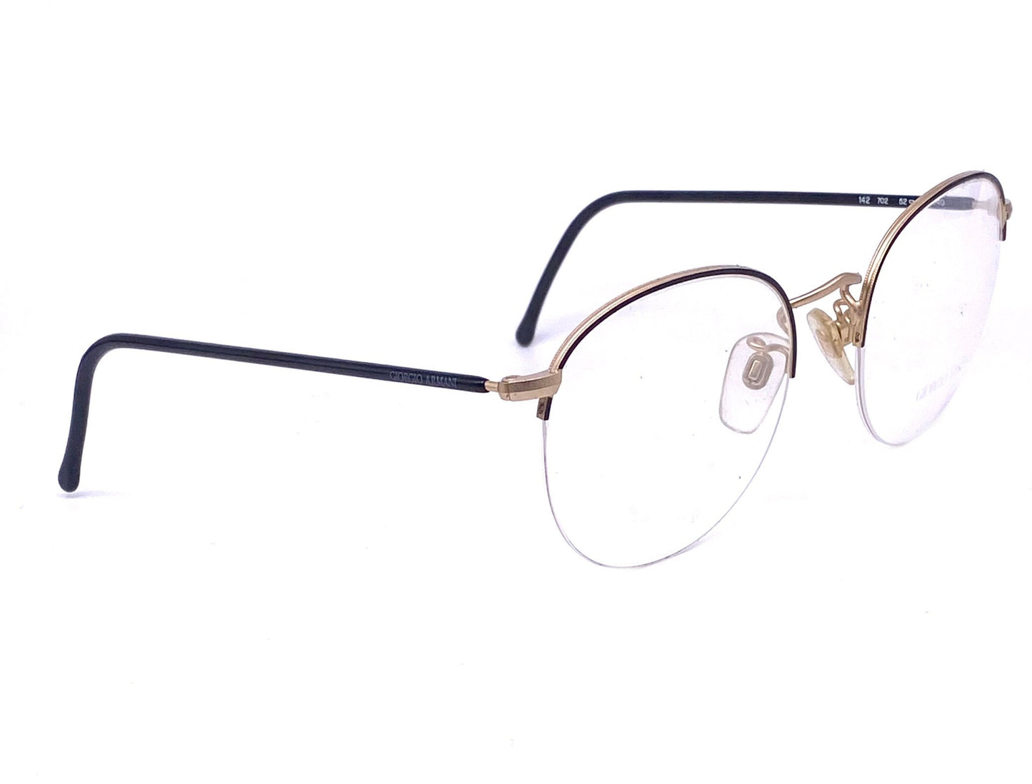 Giorgio Armani 142 round half rimmed glasses with black temples, NOS 80s Italy