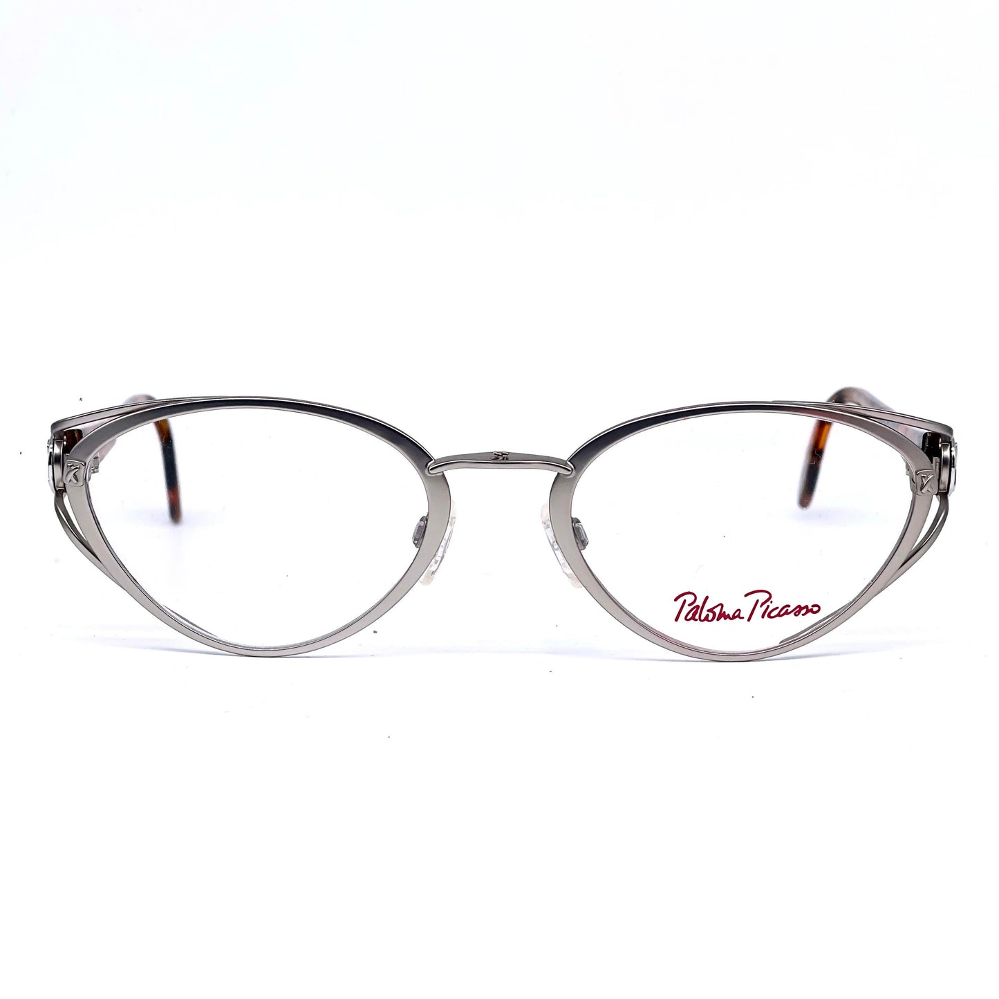 Paloma Picasso 8338 silver metal cateye eyeglasses frames by Metzler, Germany NOS 80s