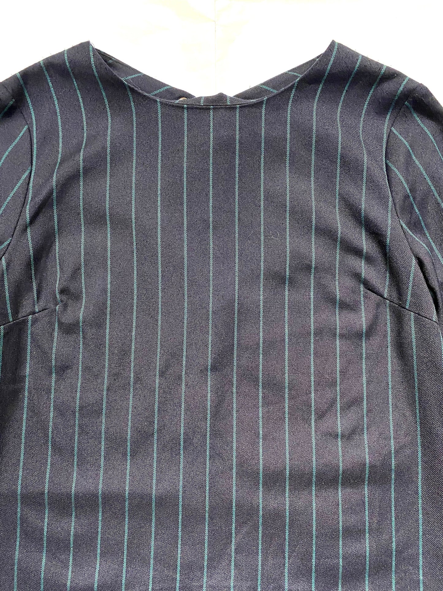 Sailor style jumper by French, navy striped viscose blend, BNWT mint sz L