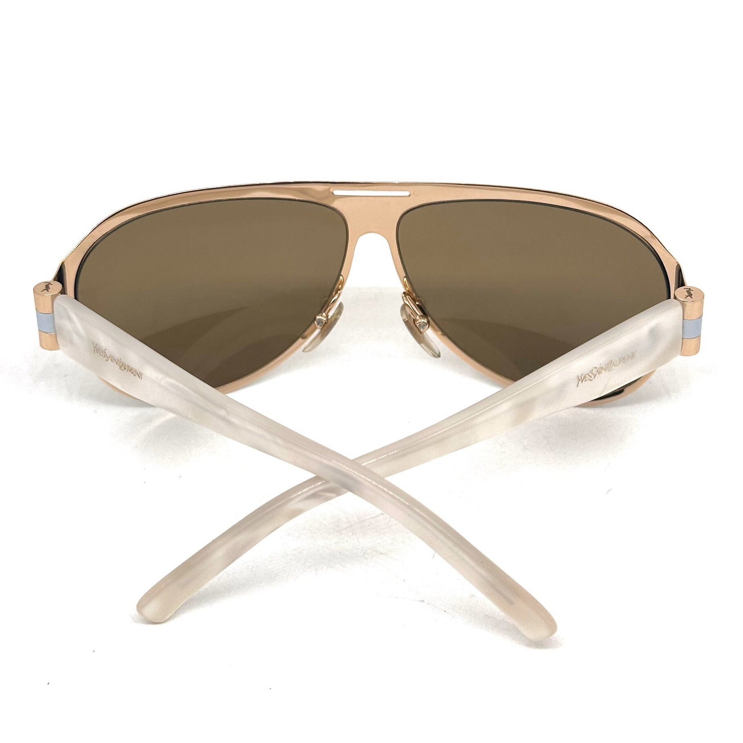 Yves Saint Laurent 6211/S sunglasses in gold and white mother of pearl temples YSL 90s NoS