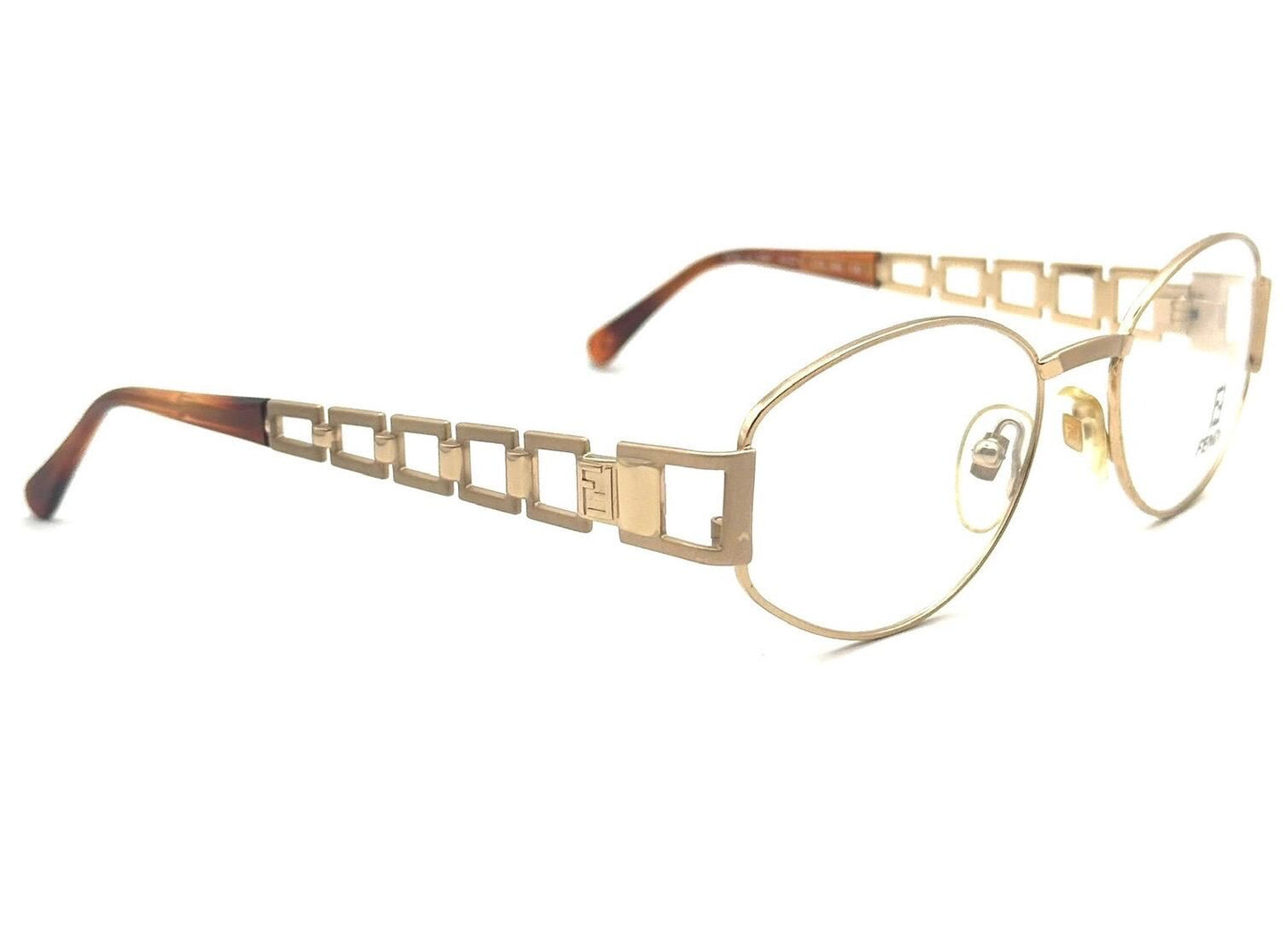 Fendi 7097 iconic oval golden chain cut-off temples frames made in Italy, 90s NOS