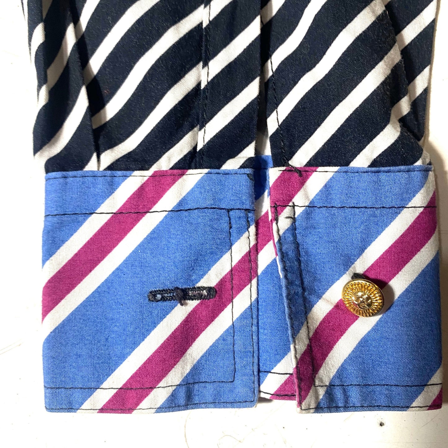 Versace Jeans Couture 90s Washington guarda regimental striped print shirt sz M, Mint