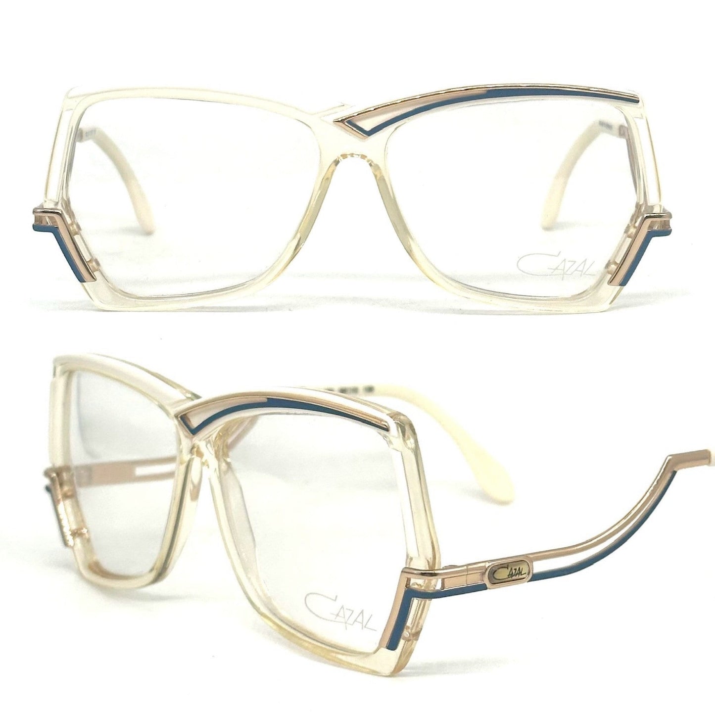 Cazal 178 collectors’ square oversized eyeglasses w asymmetrical details, NOS 80s W. Germany