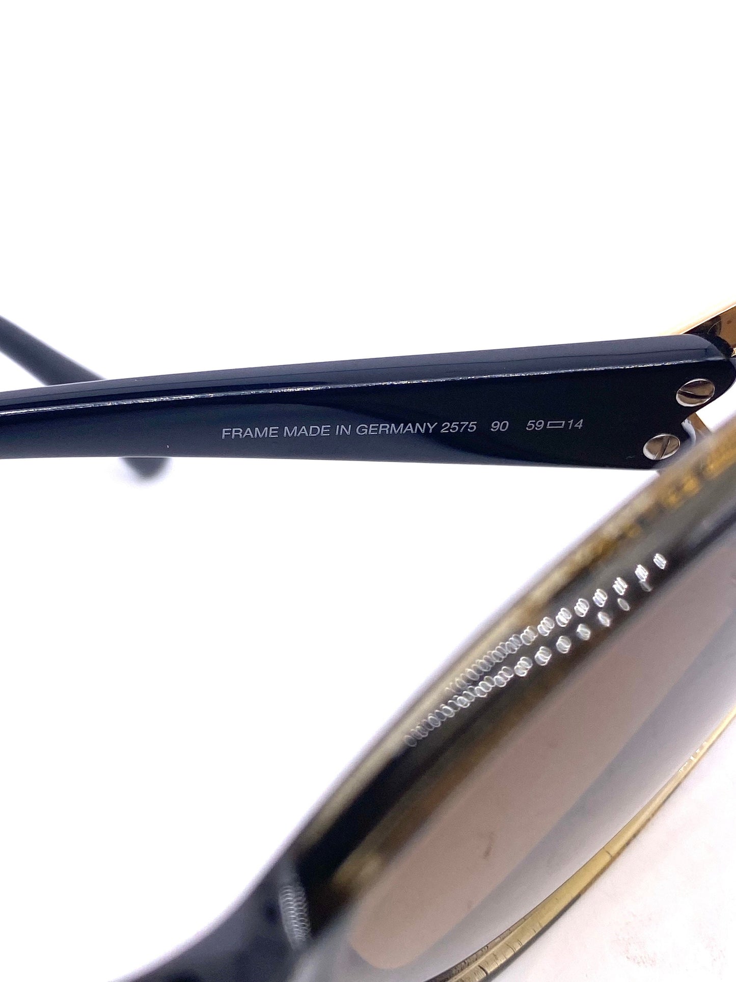 Christian Dior 2575 golden oversized cello/ metal Sunglasses with cutoff temples, 80s Germany NOS