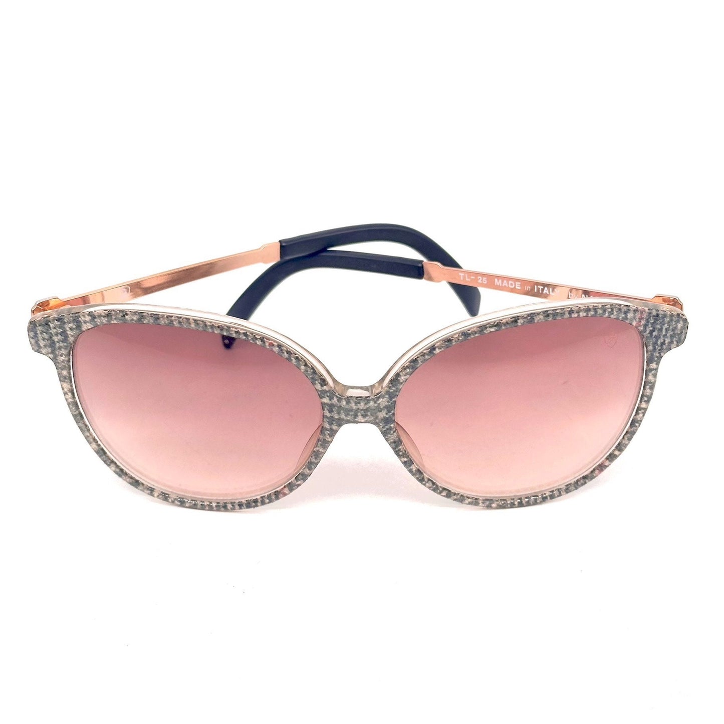 Lamborghini sunglasses TL-25 rare houndstooth fabric inlaid shades, 2 colorways 70s NOS