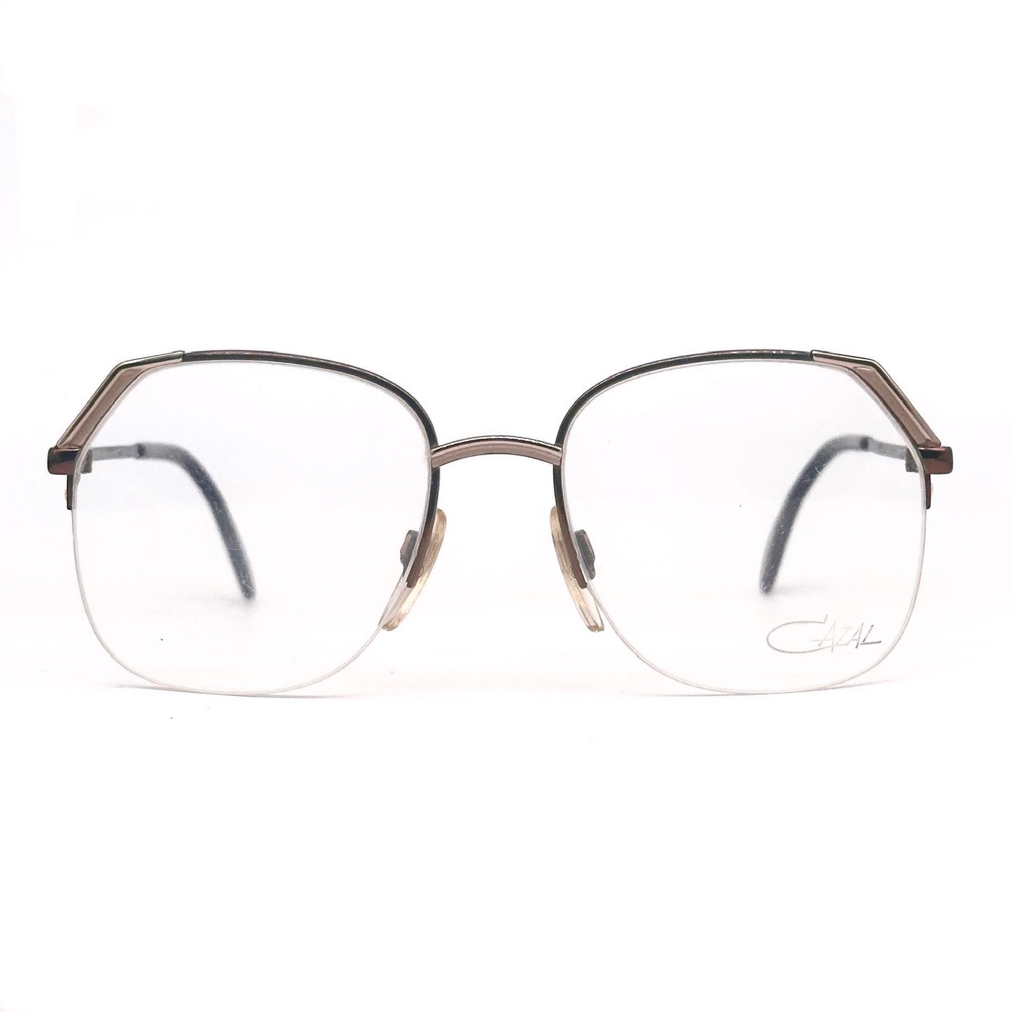 Cazal 215 square half rim copper metal eyeglasses made in W Germany, NOS 80s