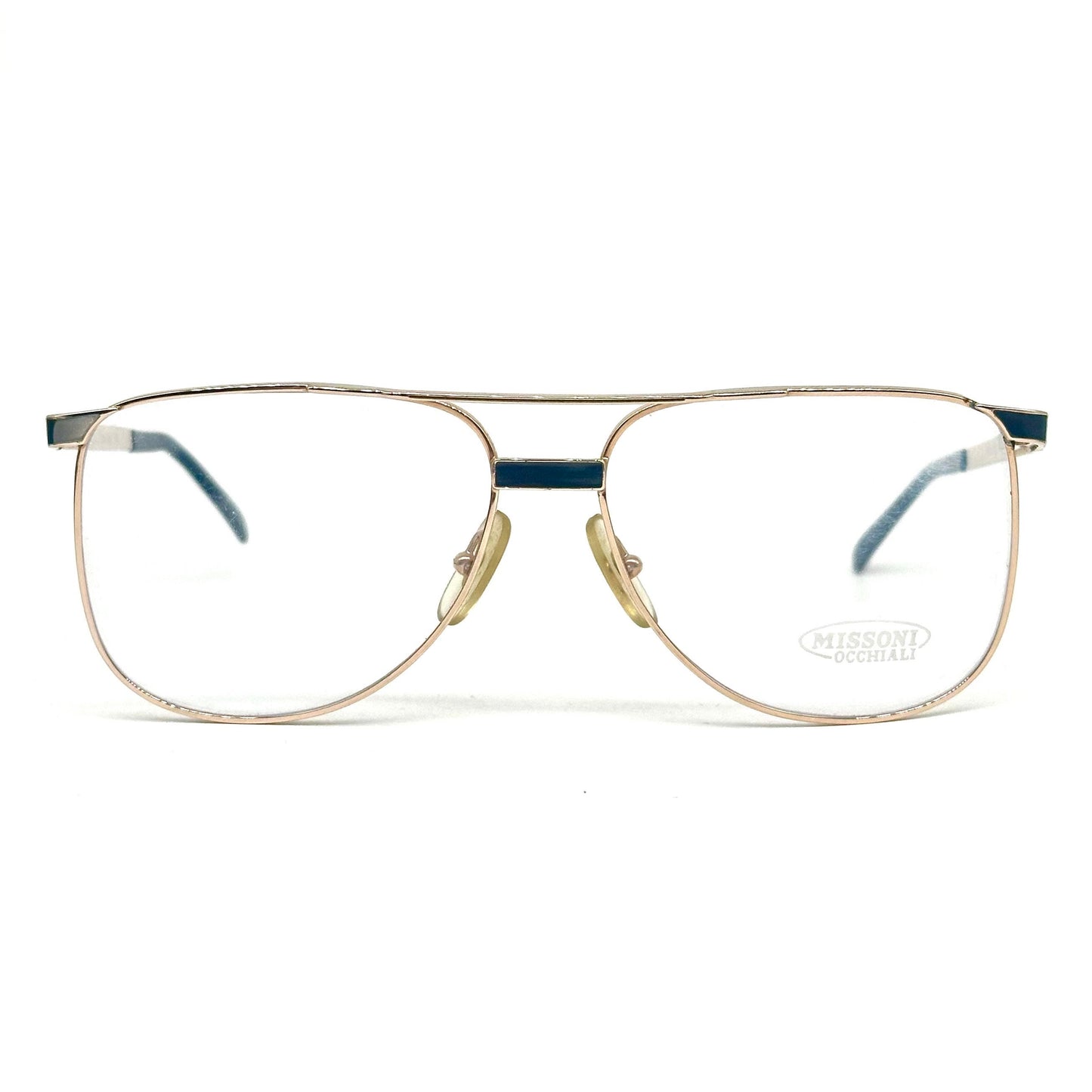 Missoni M405 gold square aviator eyeglasses made in Italy, 90s NoS