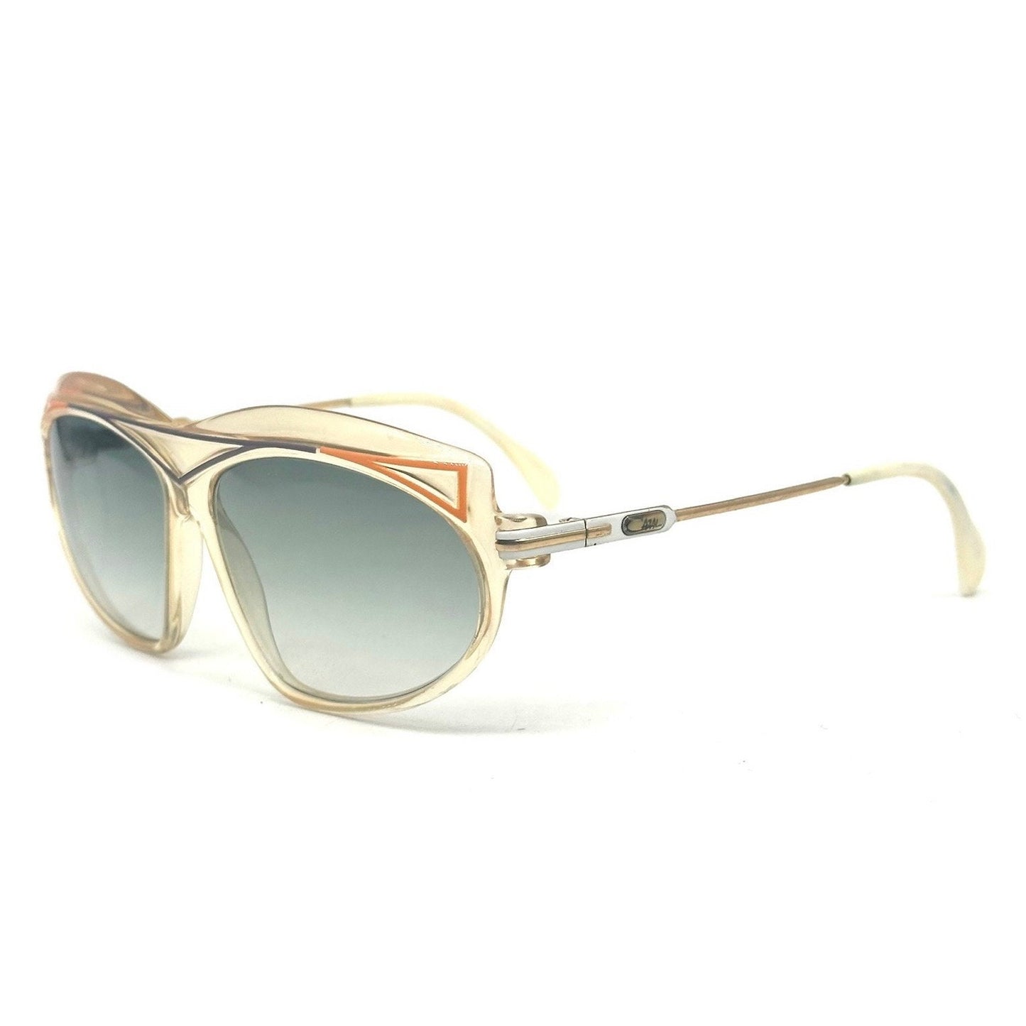 Cazal 854 clear oversized sunglasses w colorful carved details, West Germany 80s