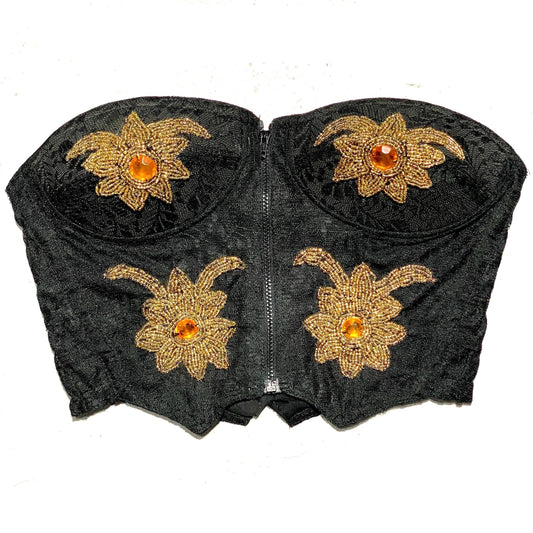 Black lace corset with golden beaded cups, sexy and elegant, new  with tag, 4 pcs available
