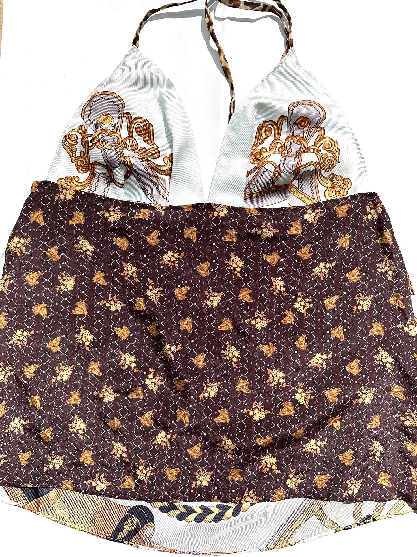 Replay pure silk horse inspired baroque allover sexy  top size M