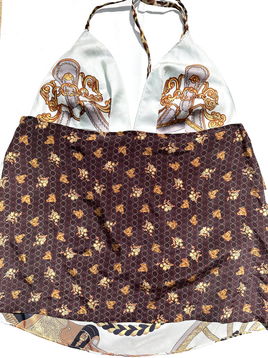 Replay pure silk horse inspired baroque allover sexy  top size M