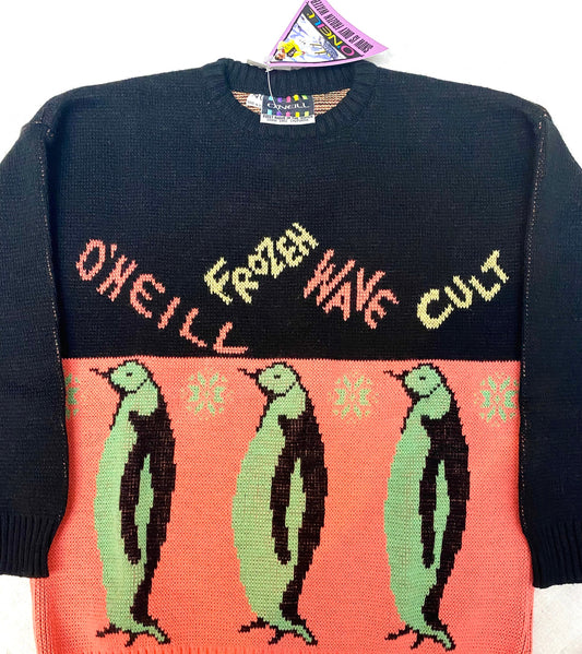 O’Neill “frozen waves cult” neon penguins cutest pullovers, NOS w tags, 2 sizes