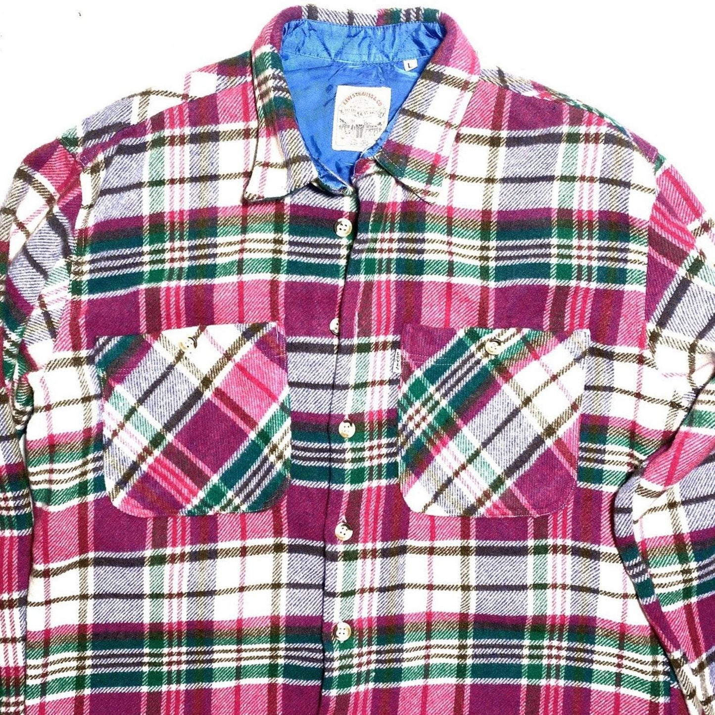 Levi’s coolest colors checkered flannel shirt warm wool blend, mint sz L
