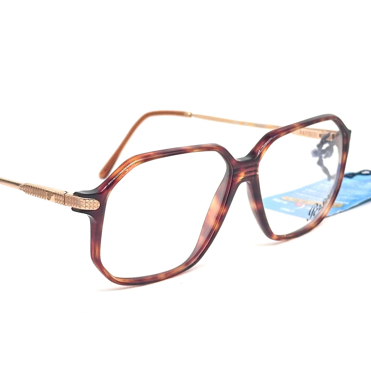Persol Ratti 9102-B square tortoise eyeglasses w golden temples, NoS 80s Italy