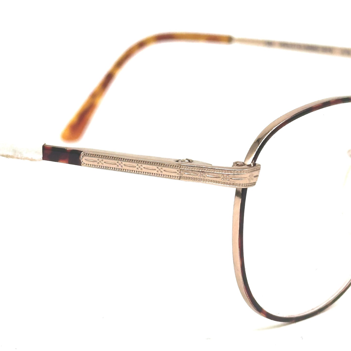 Ralph Lauren polo classic 33/N deco style Golden metal frames w tortoise details, NOS 80s